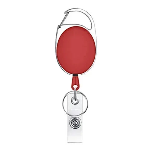 Transparent Cards Slots ID Tag Badge Holder with Badge Reel Cards Storage Organizer Employee Pass Work Card Case Sleeve - Red