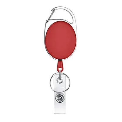 Transparent Cards Slots ID Tag Badge Holder with Badge Reel Cards Storage Organizer Employee Pass Work Card Case Sleeve - Red