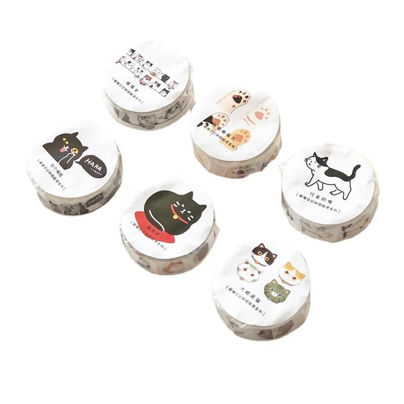 Washi Tapes Cartoon Cat Masking Tape Washi Stickers Scrapbooking Adhesive DIY Decorative Stationery School Supplies