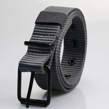 New Porous Pin Buckle Canvas Belts Men's Fashion Versatile Belt Student Youth Military Training Extended Denim Designer Belt 