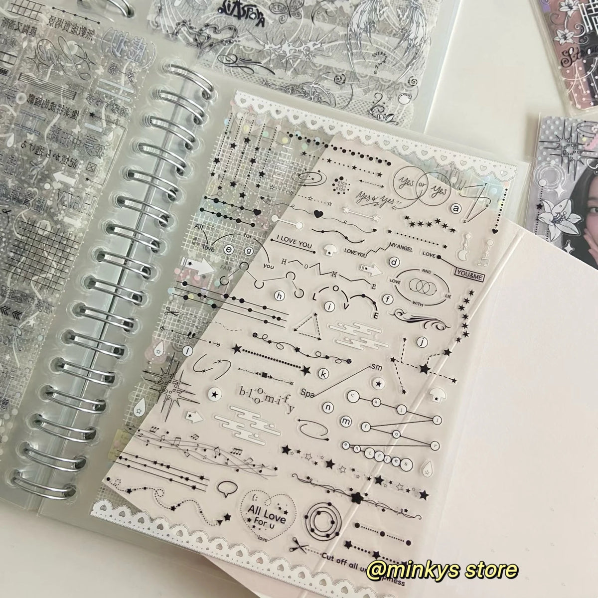 Original 32 Sheets PET Transparent Sticker Book Korean Scrapbooking Stickers For Journal Hand Book Stationery