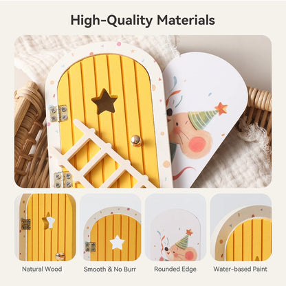 Baby Room Wooden Miniature Dollhouse Mini Home Fairy Elf Door Decorations Wood Wall Ornaments Outdoor Yard Garden Decor Craft