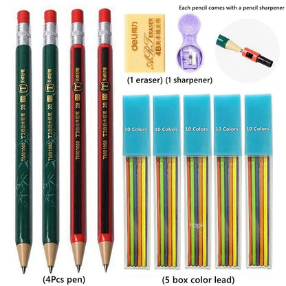 2.0 mm Mechanical Pencils Set 2B Automatic Student Pencils with Sharpener Color Pencil Leads School Pens Kawaii Cute Statione