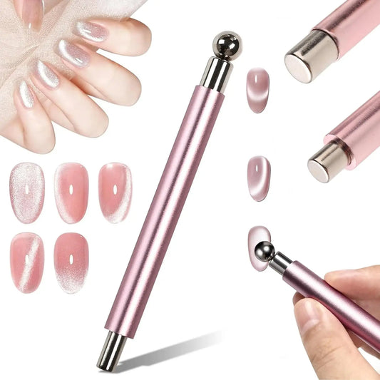 1/2Pcs Nail Cat Eye Magnetic Ball With Nail Magnetic Stick Tool Set Double-head Strong Magnet Pen 3D Cat Eye Gel Nail Supplie