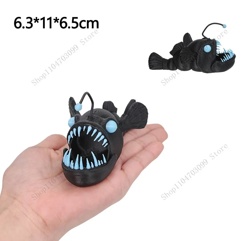 3D Printed Animal Figure Movable Joint Model Shark Bearded Dragon Dolphin Hermit Crab Ferret Raccoon Angler Fish Home Decor G
