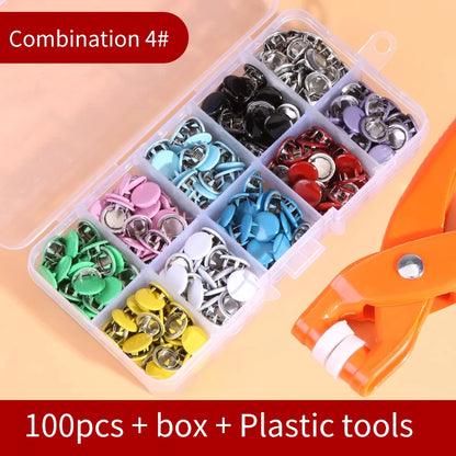 Snap Button Kit With Hand Pressure Pliers 50pcs 100pcs Snaps , Metal Snaps For Sewing, Sewing Snaps For DIY Crafts Clothes Ha