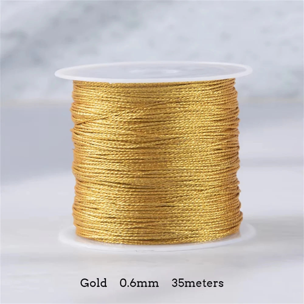 Gold/Silver Thread Macrame Cord Rope Bracelet Necklace Braided String For DIY Tassel Beading Shamballa String Supplies