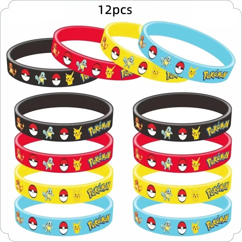 PokeMons Theme Party Favors Slap Bracelets Stickers Balloons Party Gifts Goodie Bag Stuffers Fillers Birthday Party Decoratio