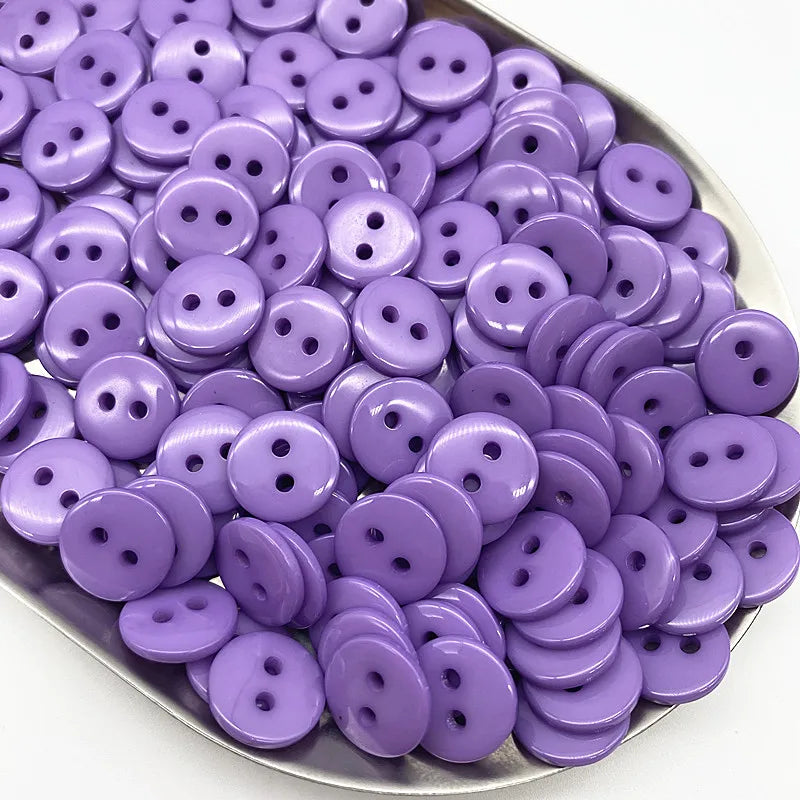 50pcs 11.5mm Colours Double Eye Bread Button Round Resin Sewing Buttons Diy Scrapbooking Multicolour