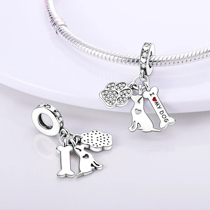 925 Sterling Silver Charms Beads Pendant Tree of Life Dog Elephant Love Heart Charm Fit Original Bracelet DIY Women Jewelry G