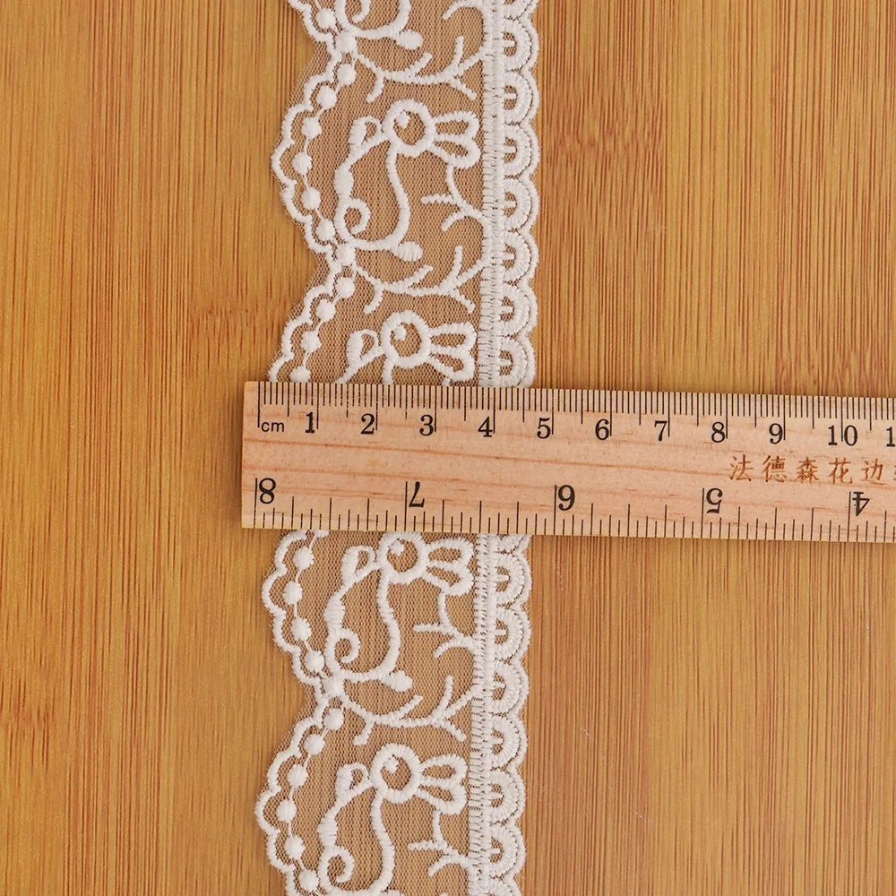 2Meters Bunny Lace Trim Embroidered Sewing Ribbon 45mm Wide Patchwork For Dress DIY Clothing Needlework Decorative Fabric