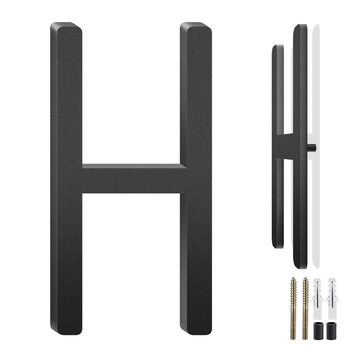 3-10 Inch Floating Aluminum House Address Numbers Letters, Modern Metal House Numbers for Outside, Black Metal Door Address L