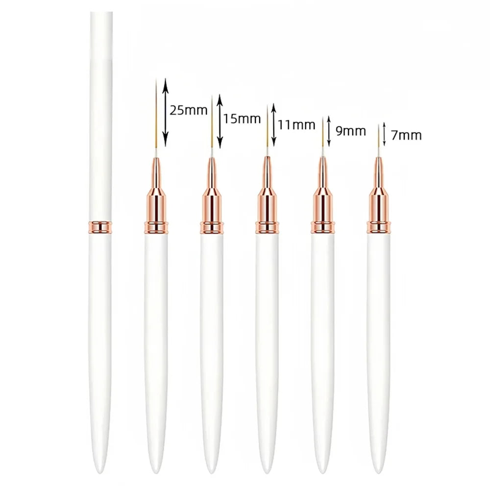 Nail Brush Pen 5pcs/set Nail Art Liner Brushes Set Elongated Striping Drawing Professional - B054-white