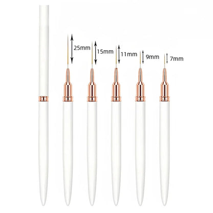 Nail Brush Pen 5pcs/set Nail Art Liner Brushes Set Elongated Striping Drawing Professional - B054-white