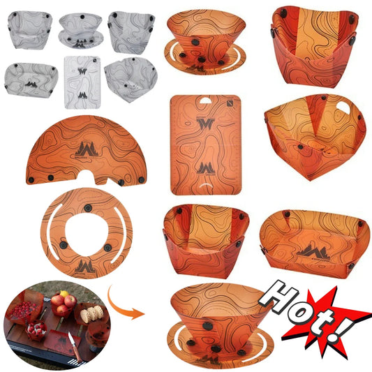 Outdoor Lightweight Folding Tableware Portable Bowl Plates Coffee Filter Funnel Cup Heatproof Food-Grade Tableware Easy to Cl