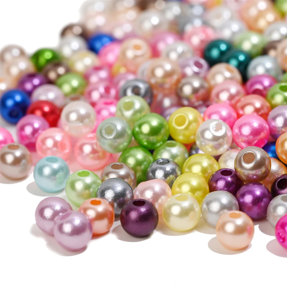 iYOE 3/4/5/6/8/10/12mm Colorful Acrylic Pearl Beads Loose Spacer Beads For Needlework Jewelry Making Bracelet Necklace Earrin