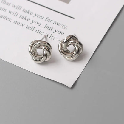 Tiny Metal Stud Earrings for Women Gold Color Twist Round Earrings Small Unusual Earrings Boucles D'Orailles Fashion Jewelry 