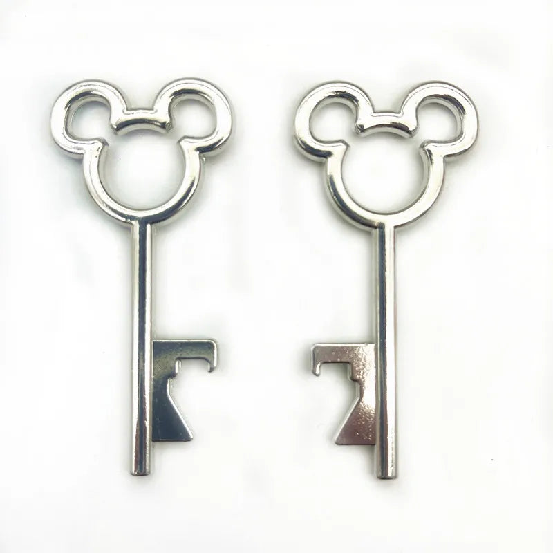 10pcs/lot DIY Wedding Souvenirs Party Gifts for Guests Mickey Rose Clover Skeleton Key Heart Horseshoe Beer Bottle Opener - m