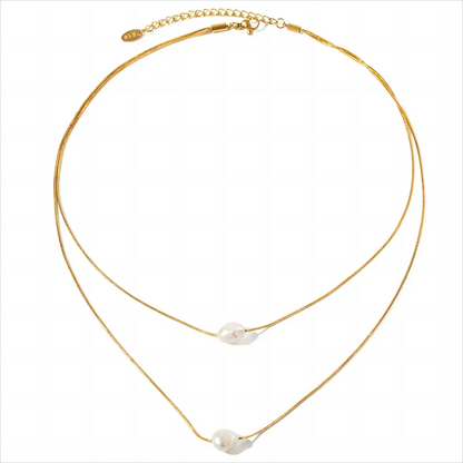 Mariasz Minimalist Snake Lariat Double Chain Necklace Bohemian Gold Color Collarbone Stainless Steel Choker Jewelry for Women
