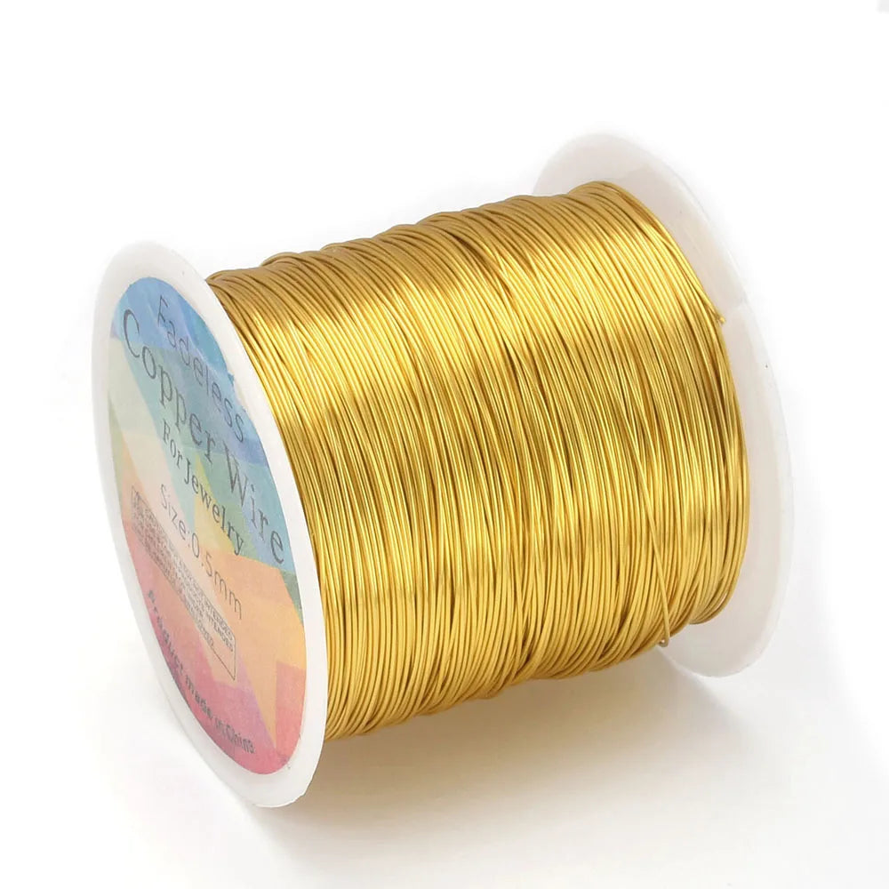 28 26 24Gauge Beading Floral Colored Jewelry Making Copper Craft Wire Soft DIY Metal Craft Art Wire 62-100Meters - Gold / 32g
