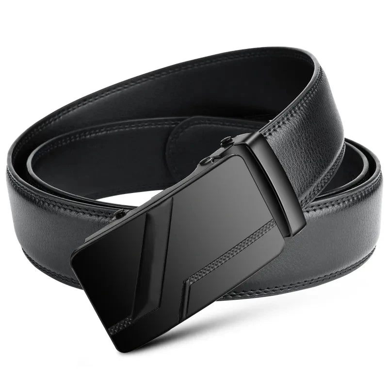 Men's Belt 110cm 120cm 130cm Luxury Belt, Black Men's Automatic Buckle Jeans Men's Belt Suit Belt
