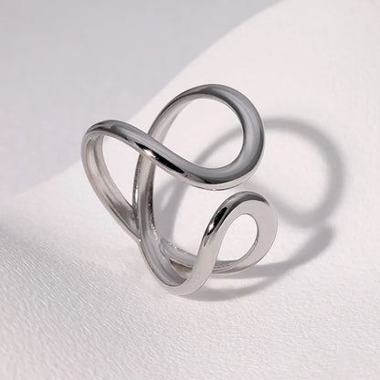 Stainless Steel Irregular Wave Rings for Women Men Creative Gold Color Adjustable Opening Rings Female Statement Jewelry Gift