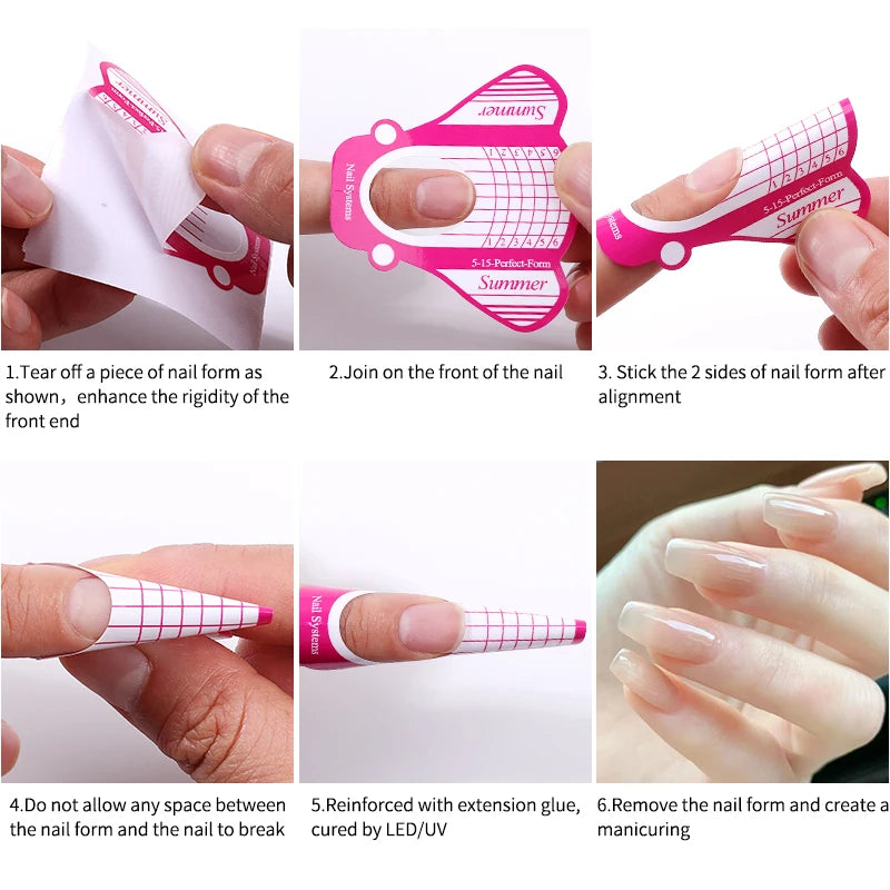 Forms for Extension Nail Molds Gel Paper for Nails Extension Templates Sculptural Shape Forms for Nails Bottom Polygel Sticke
