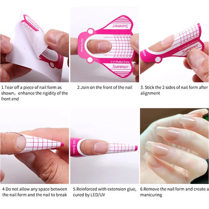 Forms for Extension Nail Molds Gel Paper for Nails Extension Templates Sculptural Shape Forms for Nails Bottom Polygel Sticke