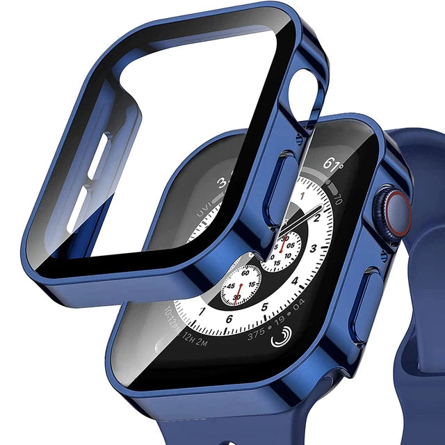 Glass+Case for Apple Watch 42 46mm 45mm 41 49 44mm 40 Mm Straight Edge Screen Protector Cover Case iWatch SE 6 7 8 9 10 11 Ul