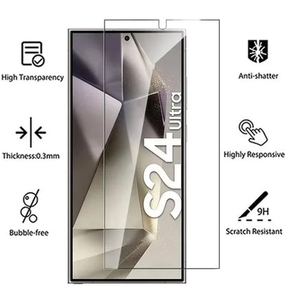 NNBILI 4PCS Full Cover Tempered Glass For Samsung Galaxy S24 S25 S26 Ultra S26 Fingerprint Screen Protector Protective HD Gla