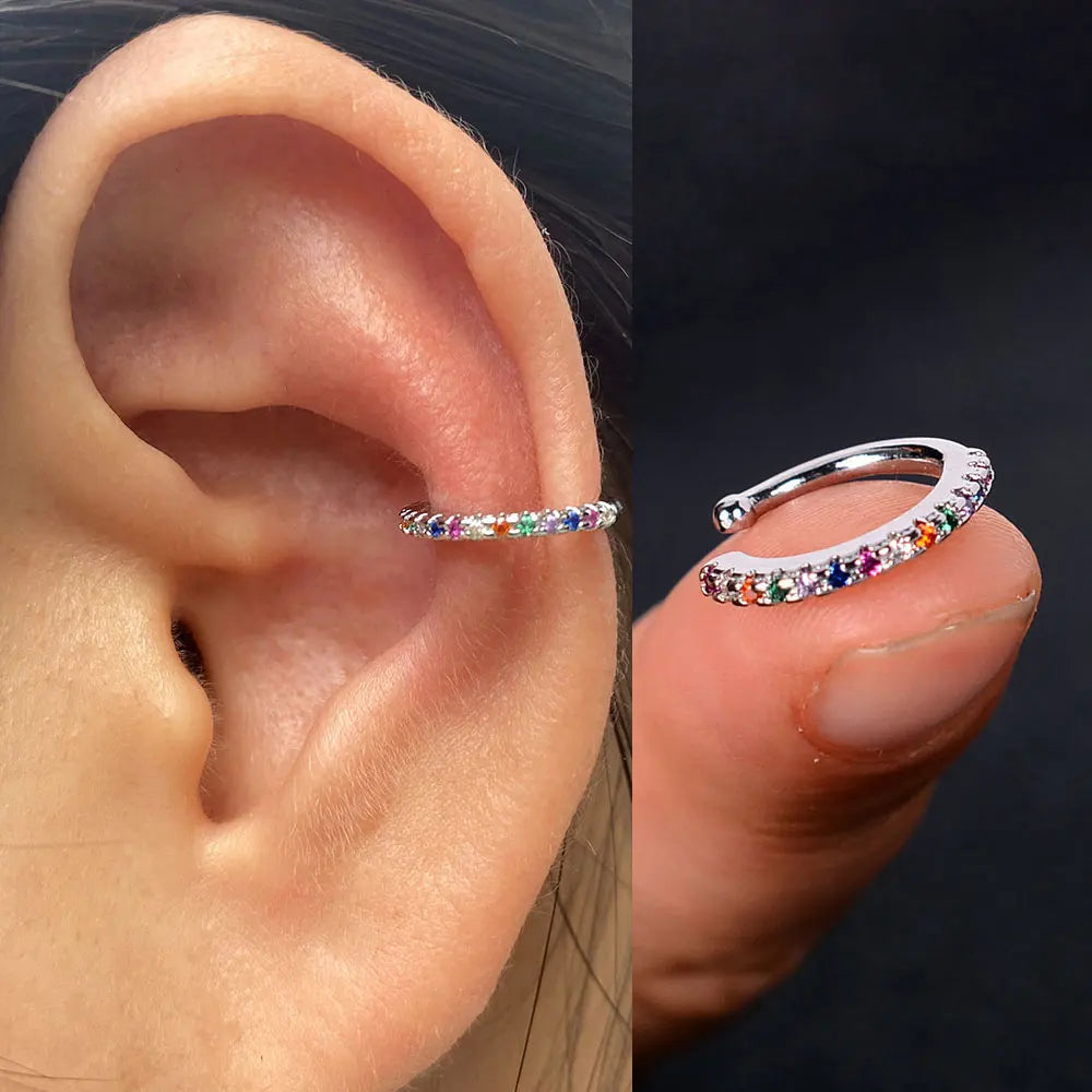 1Piece Zircon Charming Clip On Earrings Ear Cuff Without Piercing Women Geometric C Shape Earscreen Earcuffs Wrap Climb Earri