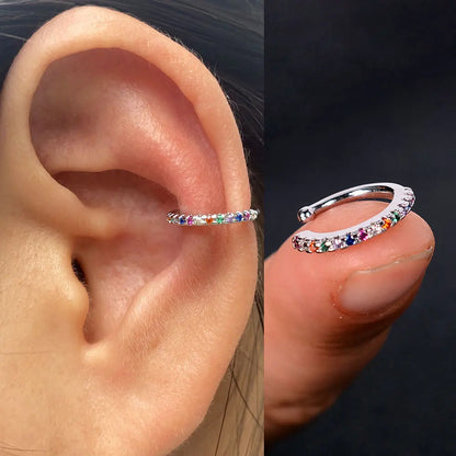 1Piece Zircon Charming Clip On Earrings Ear Cuff Without Piercing Women Geometric C Shape Earscreen Earcuffs Wrap Climb Earri