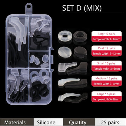 Ear Grip Hooks Anti-slip Holder Glasses Sunglasses Silicone Ear Hook Set For Eyeglasses Eyewear Accessories - Set D Mix