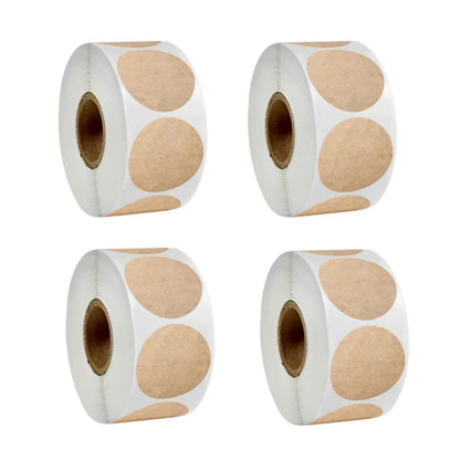 500 pcs / 1 Roll, Kraft Round Self-Adhesive Label Paper Items Classification Name Stickers Personalized Labels