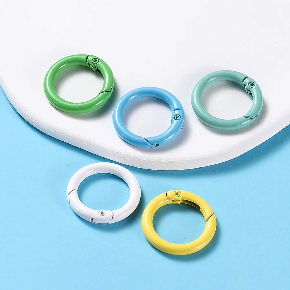 5Pcs/Lot 21 Colors Metal O Ring Spring Clasp Openable Round Carabiner Keychain Clips Hook Dog Chain DIY Jewelry Buckle Connec