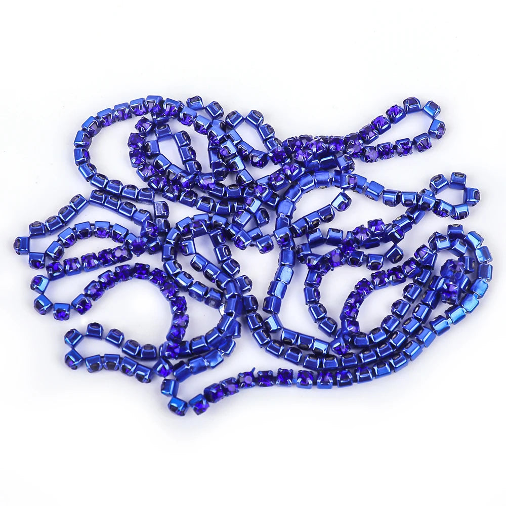 Crystal 10 Yard Rhinestones Trim Stone Cup Chain Gold Diamond Strass Decorative Applique Crystal Trimmings For Dresses