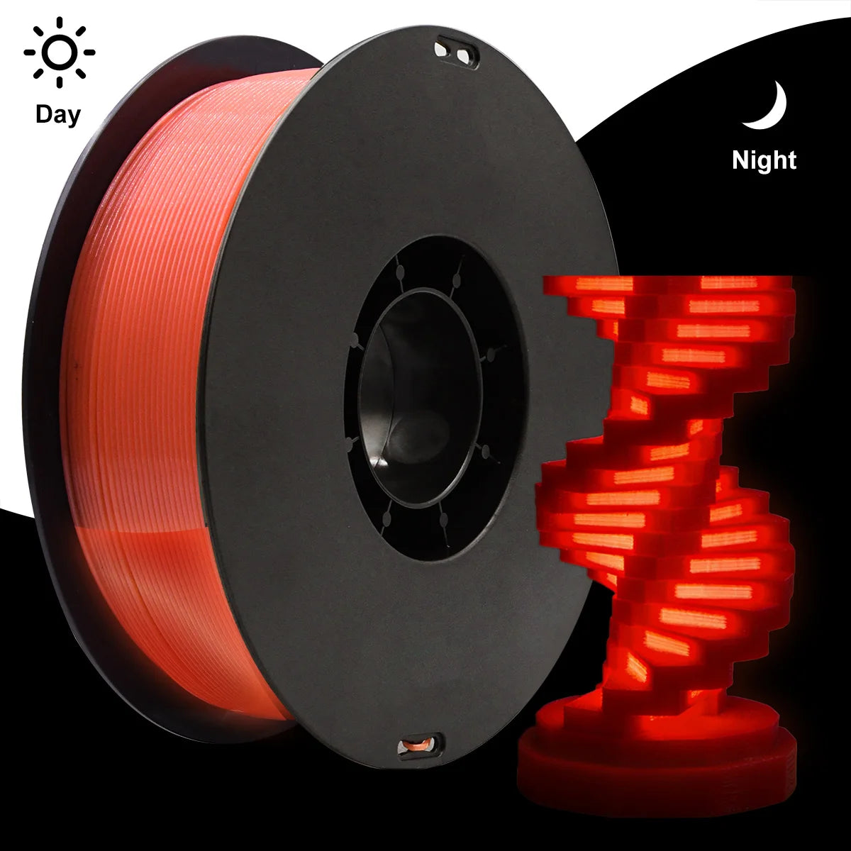 DIY Christmas Gift, 1.75mm PLA Luminous 3D Printer Filament, 200g(0.44L）Spool, Glow in the Dark, for Most FDM Printers - 1kg 