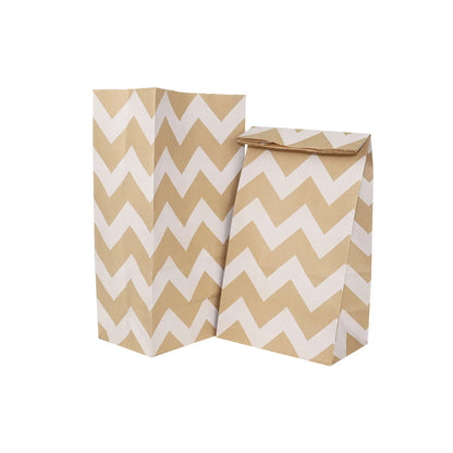 6/12/24pcs Mixed Style Kraft Craft Paper Bags Wave Dot Candy Cookie Packaging Bag Birthday Party Supplies Wedding Guest Gift 