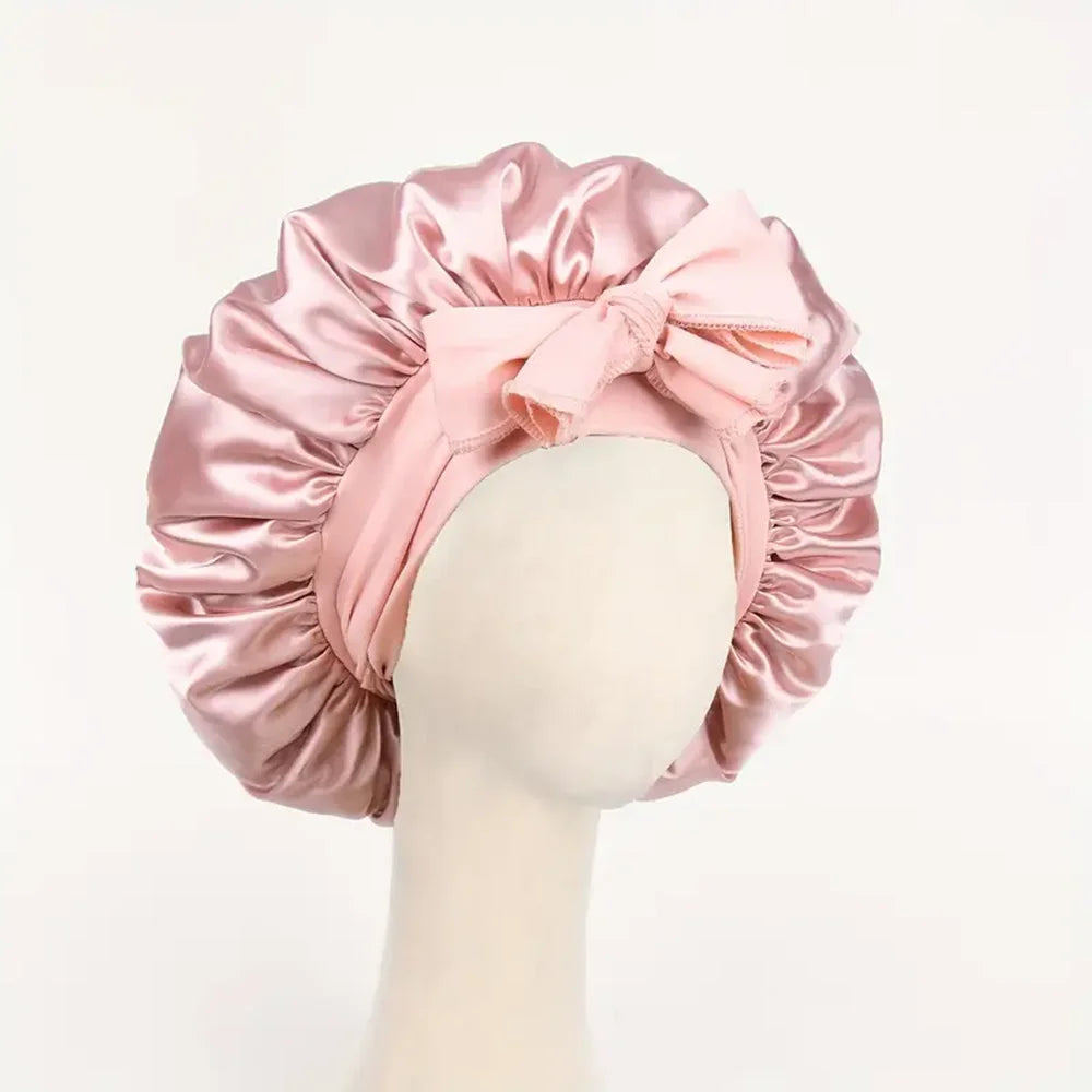 Satin Bonnet Silk Bonnet Adjustable Bonne For Sleeping Hair Bonnet With Tie Band Bonnets For Women Men - Champagne