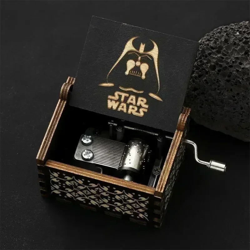 Stars Wars Anime Theme Wooden Hand-cranked Octave Creative Music Box Couple Wedding Friend Birthday Xmas Decora Gifts