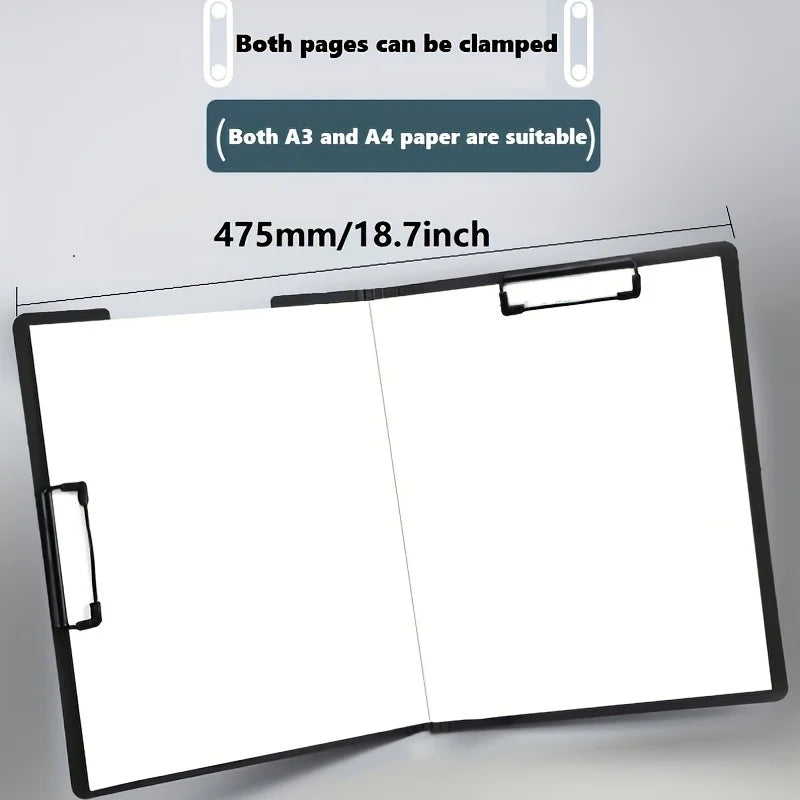 1pc A4 File Folders, Documents Organizer, Clipboard With Cover, Paper Folder For Business & School, Stationery & Office Suppl