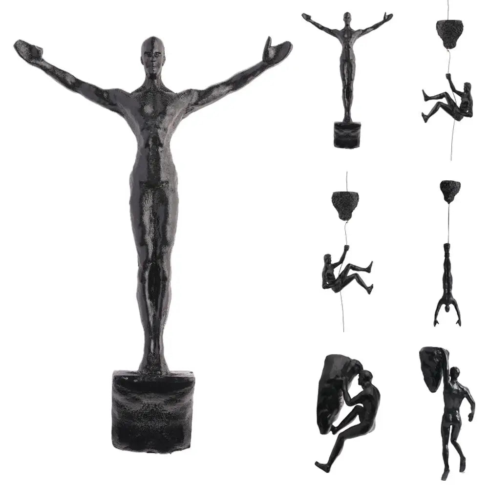 Climbing Athlete Man Art Sports Wall Hanging Ornaments Home Figures Miniatures Rock Climbing Man Resin Sculptures Statue ﻿