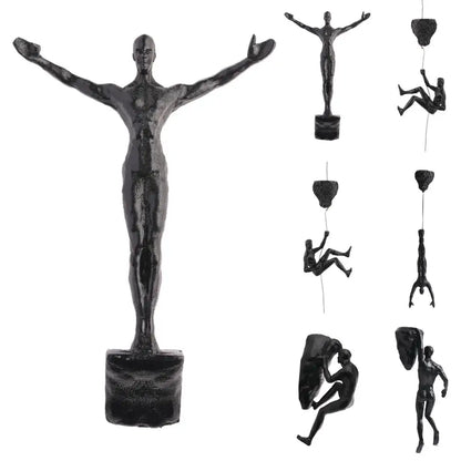 Climbing Athlete Man Art Sports Wall Hanging Ornaments Home Figures Miniatures Rock Climbing Man Resin Sculptures Statue ﻿