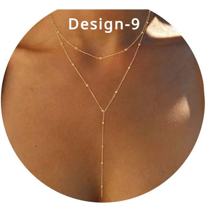 Lariat Gold Necklace for Women Teen Girls Mom, Dainty Long Necklace 14k Gold Plated STAINLESS STEEL Y-Shaped Pendant Necklace