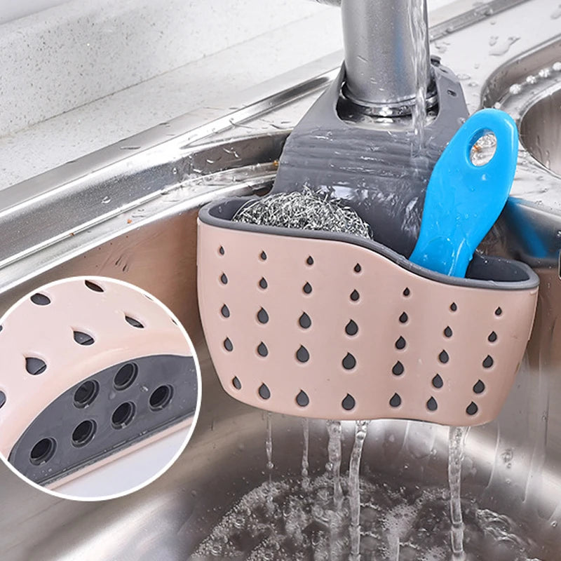 Kitchen Sink Holder Hanging Drain Basket Adjustable Soap Sponge Shelf Organizer Bathroom Faucet Holder Rack Kitchen Accessori