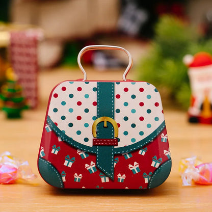 Christmas Decoration 2025 Metal Box Handbag Shape Tin Jar Jewelry Storage Case Kids Gift Can Storage Boxes 2026 Xms Party Dec