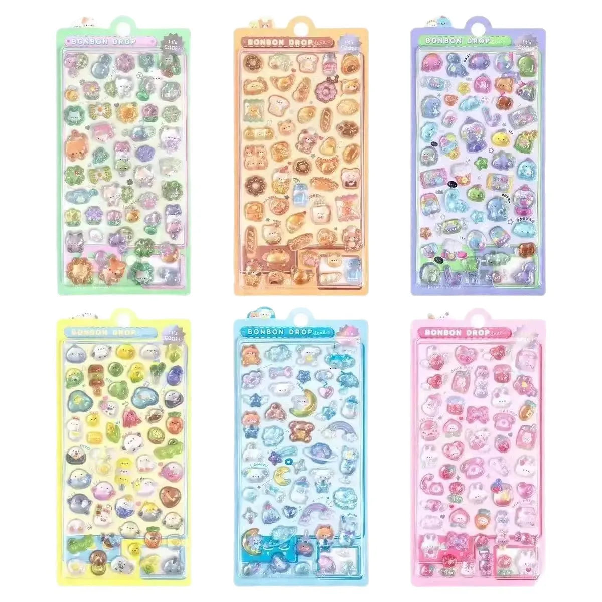 6/10 sheets Funny Sweet Furit cloud Pets Drop 3D Relief Sticker Scrapbooking Diy Diary Decor Stationery Kawaii Stickers