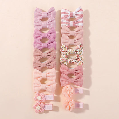 20pcs/set Lovely Kids Bows Hair Clips for Girls Barrette Boutique Full Coverage Fabric Children's Headwear Baby Hair Accessor