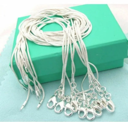 10PCS LOT 925 Sterling Silver 16/18/20/22/24/26/28/30 Inch 1mm Snake Chain Necklace For Woman Man Fashion Jewelry