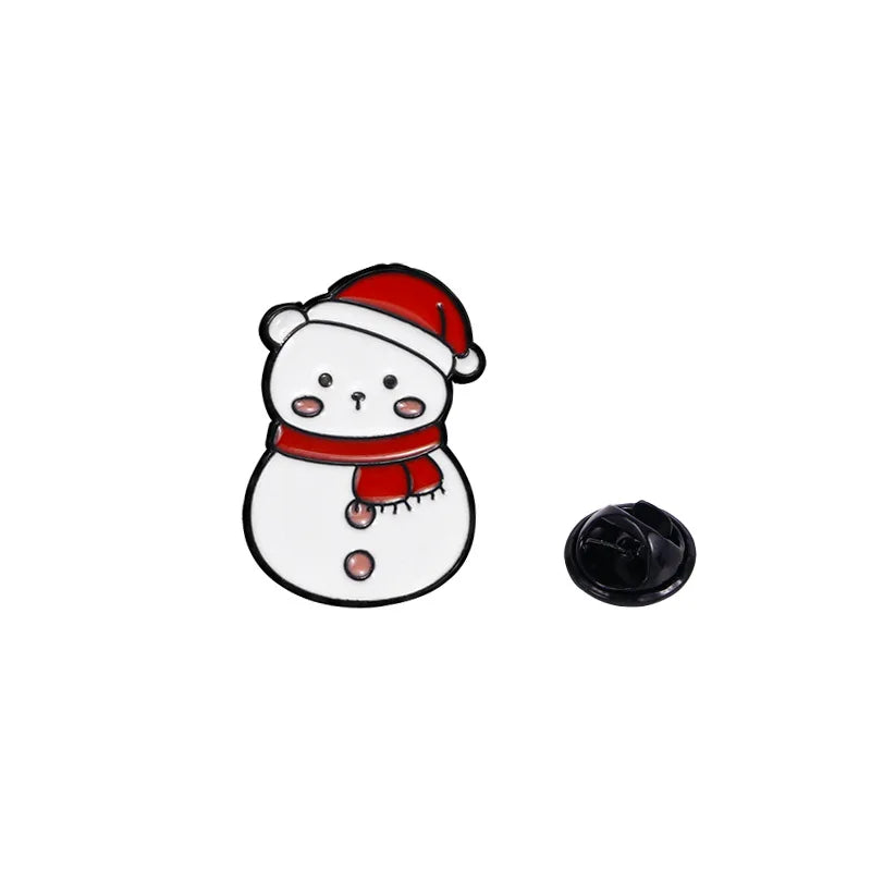8pcs Cute Cartoon Christmas Day Enamel Brooch Creative Santa Claus Snowman Tree Lapel Pin Badge Backpack Clothing Accessories